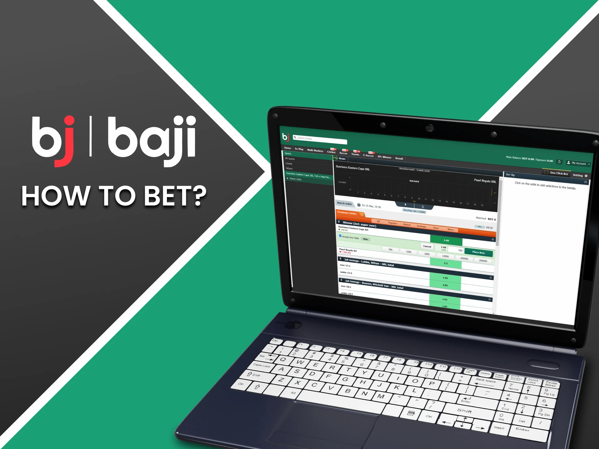 Select cricket from the sports section on Baji.