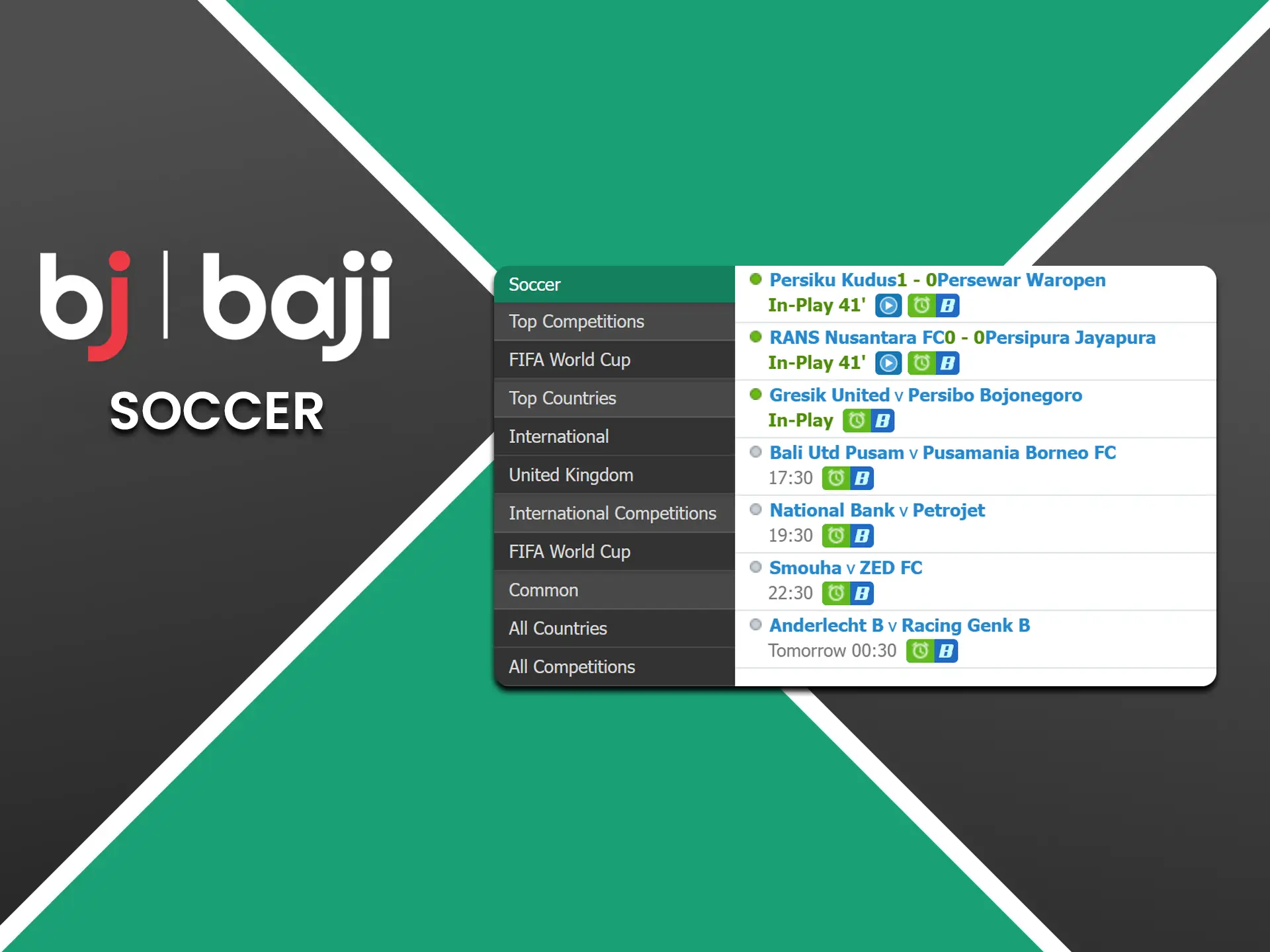 Baji offers you to bet all major football events.